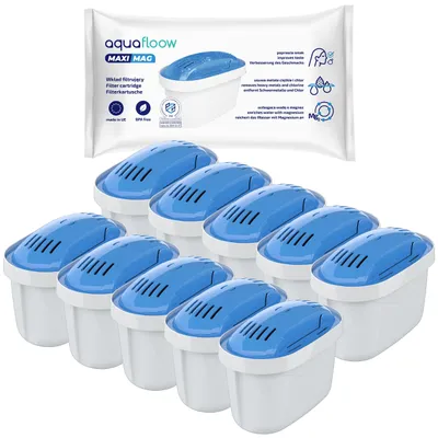 Image de 10 cartouches AquaFloow MaxiMag pour carafes filtrantes – filtres de rechange pour de nombreuses marques
