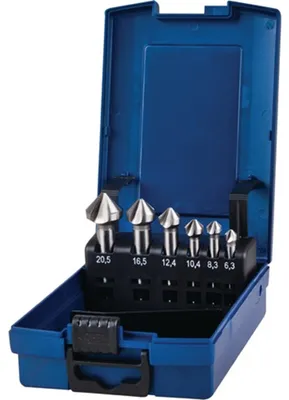 Produktbild von Kegelsenkersatz DIN 335C 90Grad 6,3-20,5mm HSS-Co 6-tlg.Ku.-Kass.PROMAT