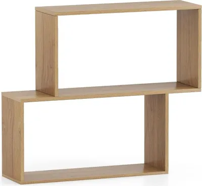Immagine prodotto di Libreria geometrica a 3 ripiani, autoportante, in legno, naturale