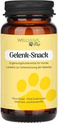Produktbild von Wellsana® Gelenk-Snack | Hunde Nahrungsergänzungsmittel | Hundeleckerlis mit Omega 3, MSM, Kollagen, Glucosamin, Vitamin E & C | Gesunde Snacks | 50 Leckerlis