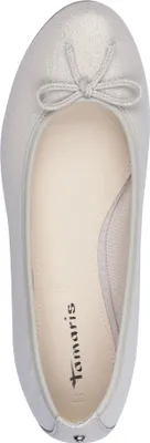 Produktbild von Tamaris Damen Ballerina klassisch mit Schleife vegan Antislide Absatz 1-22154-46, Größe:42 EU, Farbe:Silber