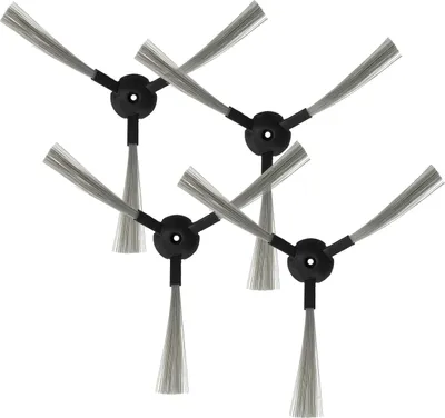 Produktbild von vhbw 4x Seitenbürste kompatibel mit MyGenie XR210 Saugroboter - Reinigungsbürsten Set, schwarz / grau, 3-armig