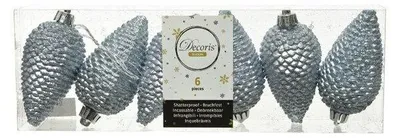 Produktbild von Christbaumschmuck Zapfen bruchfest Ø 4,5 cm H 8 cm 6 Stück grau