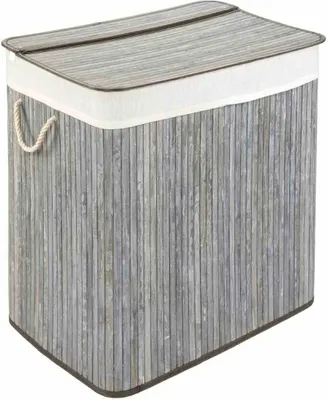 Produktbild von WohnDirect Wäschekorb, Wäschesammler BAMBOO Waschgrau 104 L B-54cm x H-61cm x T-34cm