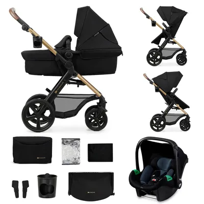 Productafbeelding van Kinderkraft MOOV 2, kinderwagen 3-in-1 - Verstelbare zitting - Puncturebestendige wielen - Inclusief MINK PRO i-Size autostoeltje - Geschikt tot 27 kg - UV-bescherming (UPF50+) - Zwart