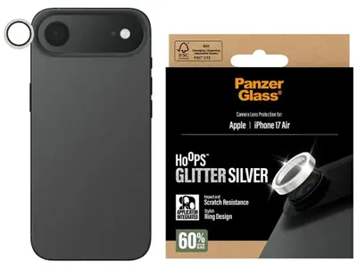 Obrázek produktu pro PanzerGlass ® Hoops® Camera Lens Protector Glitter Silver iPhone Air, Apple, Apple - iPhone Air, Aplikace nasucho, Odolné proti poškrábání, Odolný proti nárazům, Stříbrná, 1 kusů