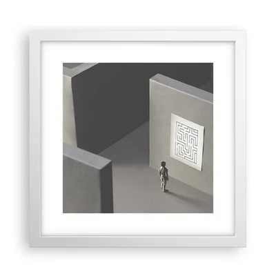 Produktbild von Gerahmtes Poster - Weißer Rahmen - Labyrinth Grau Verloren - 30x30 cm - Wand Bild - Wanddeko - Wandbilder - Kunstposter - Wandposter - Bilderrahmen - Bilder - Kunstdruck - P2WAC30x30-5086