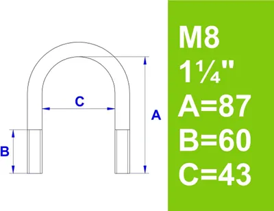 Produktbild von Bügelschraube ohne Zubehör, galvanisch verzinkt, 40 mm...1 1/4" (42,4 mm)