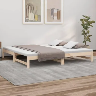 Image de Canapé-lit - Fauteuil convertible - Lit d'appoint - Lit-banquette - Canapé-lit - Structure en bois massif de pin - 205,5 x 198 x 30 cm