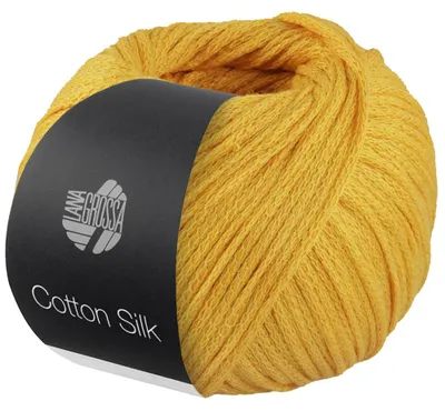 Zdjęcie produktu dla Lana Grossa Bawełna SILK 50 g Szlachetna przędza z jedwabiu morwowego i bawełny 140 m Kolor 018 - Żółty