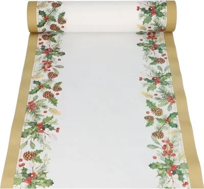 Produktbild von 6 Tischläufer, stoffähnlich, Airlaid 24 m x 40 cm "Mistletoe and Pinecone"