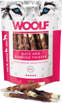 Obrázek produktu pro WOOLF pochoutka Duck&Rawhide twister 100g