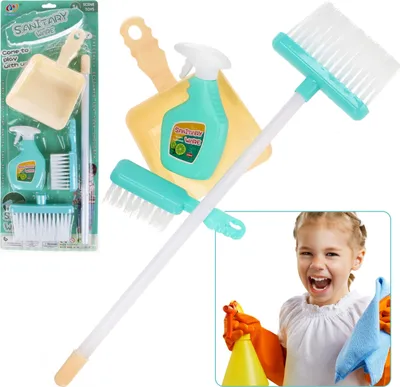 Produktbild von kinder-reinigungsset - Besen, Kehrblech, Kehrmaschine, Flüssigkeit 3+