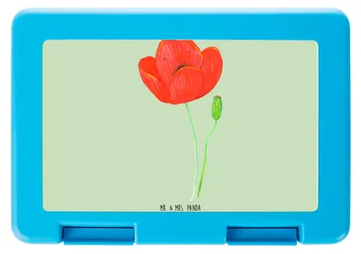 Produktbild von Mr. & Mrs. Panda Bentobox Blume Mohnblume - Blattgrün - Geschenk, Snackbox, Motivation, Blumen, Vorratsdose, Respekt, Glaube, Picknickbox, Bento Box, Selbstliebe