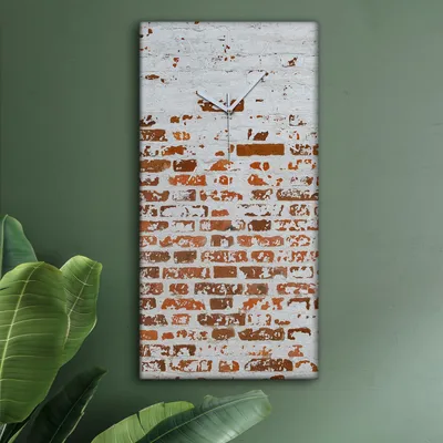 Produktbild von Wohnzimmer Leinwand Uhr Geräuschlos Küche 30x60 Ziegel, Motive, Wand, Textur, weiße Zeiger