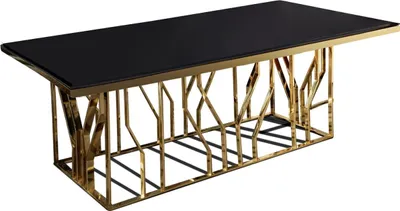 Produktbild von Casa Padrino Luxus Esstisch Gold / Schwarz 200 x 100 x H. 77 cm - Rechteckiger Edelstahl Küchentisch mit Glasplatte - Luxus Esszimmer Möbel
