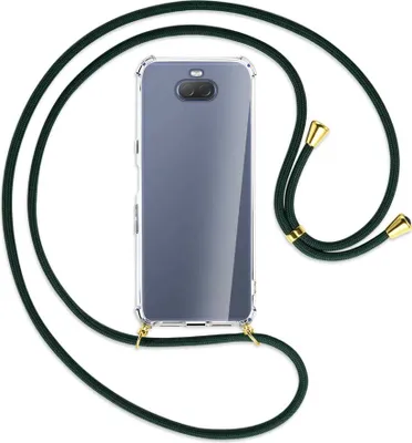 Produktbild von Handykette Backcover-Schutzhülle mit Band (Metall goldfarben) für Sony Xperia 10 - dunkelgrün