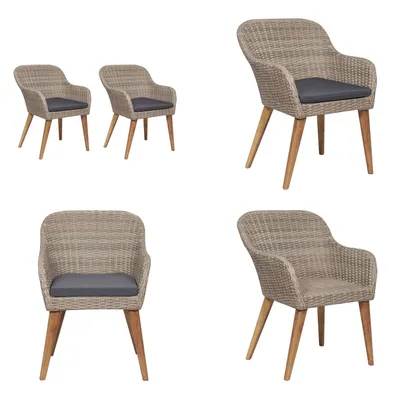 Produktbild von vidaXL Gartenstühle mit Polstern 2 Stk. Poly Rattan Braun - Gartenstuhl - Gartenstühle - Außenstuhl - Außenstühle