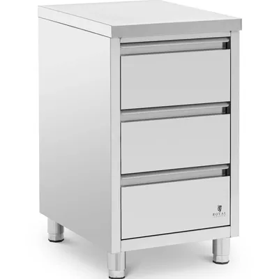 Zdjęcie produktu dla Expondo Royal Catering Szafka robocza ze stali nierdzewnej – 3 szuflady – 50 x 60 cm –