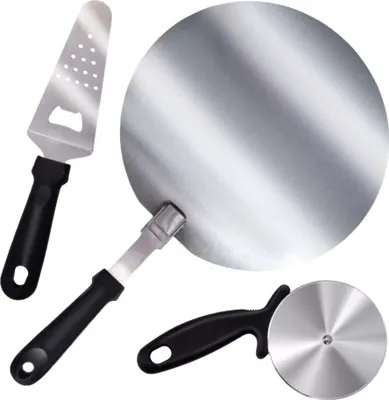 Produktbild von alpina PizzaSet – 3-teilig: Schaufel/Schneider/Schaufel mit Flaschenöffner – Edelstahl