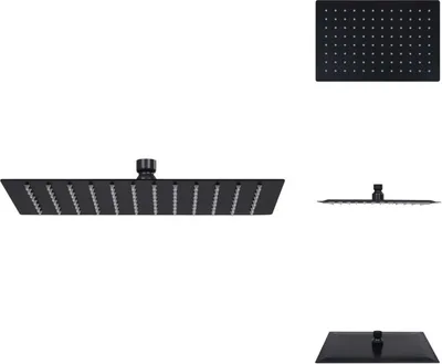 Immagine prodotto di vidaXL Soffione doccia a pioggia in acciaio inox 30x20 cm rettangolare nero - Soffioni doccia