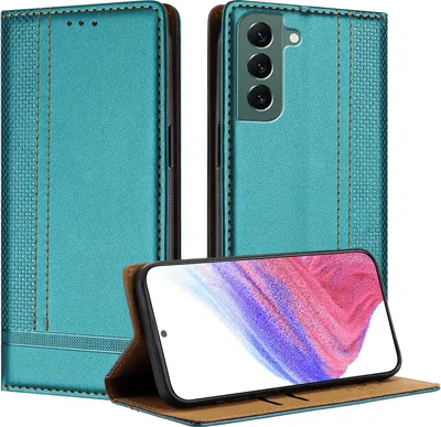 Image de Etui pour Samsung Galaxy S22+ 5G étui en cuir avec fonction stand vert
