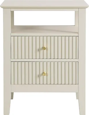 Produktbild von Nachttisch 2 Schubladen & 1 Ablage – MDF – Beige – NIRIVA
