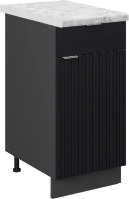 Image de Meuble cuisine Vicco Fame-Line Noir rayé 40cm , PT Marbre, Model 50633