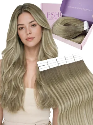 Immagine prodotto di Estensioni per capelli in vera fibra, colore biondo chiaro, da applicare con nastro adesivo