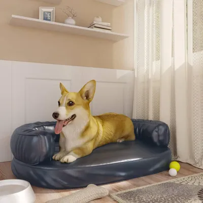 Produktbild von vidaXL Hundebett Ergonomisch Schaumstoff Dunkelblau 75x53cm Kunstleder