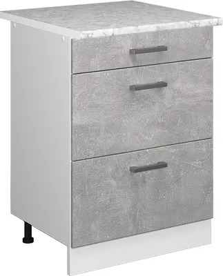 Produktbild von Küchenunterschrank Vicco R-Line Beton 60 cm mit Schubladen, AP Marmor, Model 37723