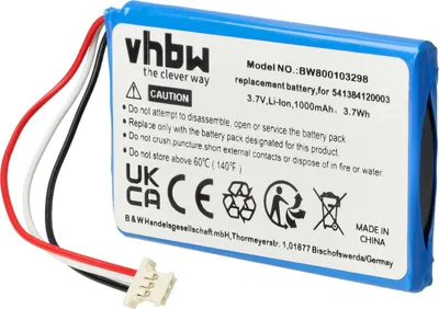 Produktbild von vhbw Akku Ersatz für Navigon 541384120003, GTC3601101PO39120, 5411384120002, GTC39110BL08554 für GPS Navigation Navi (1000 mAh, 3,7 V, Li-Ion)