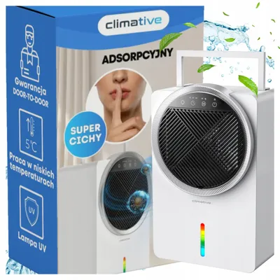 Zdjęcie produktu dla Osuszacz powietrza do piwnicy Climative DH-250 Adso UV Lampa 2,5l adsorpcyjny bez sprężarki super cichy LED Timer, Higrometr, Termometr,  Usuwa wirusy