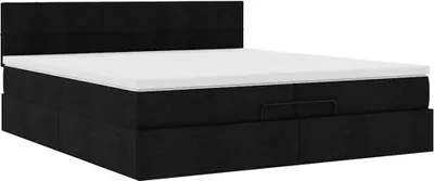 Produktbild von Ottoman-Bett mit Matratze Schwarz 200x200 cm Stoff