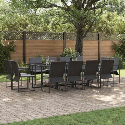 Produktbild von vidaXL Garten Essgruppe 13 stk. Schwarz Stahl
