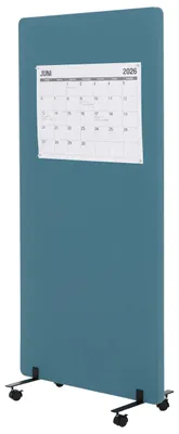 Produktbild von Akustik-Trennwand MCW-G77, Büro-Sichtschutz Raumteiler Pinnwand, doppelwandig rollbar Stoff/Textil  167x80cm türkis