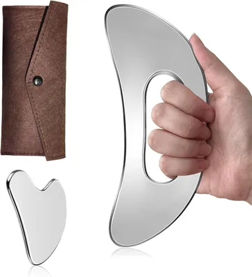 Produktbild von Gua Sha Gesichtsmassagegerät, Edelstahl, für Hautpflege, stimuliert die Durchblutung