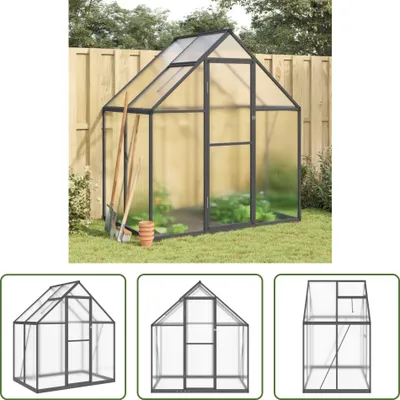 Produktbild von The Living Store Gewächshaus mit Fundamentrahmen Anthrazit 169x114x195 cm Alu
