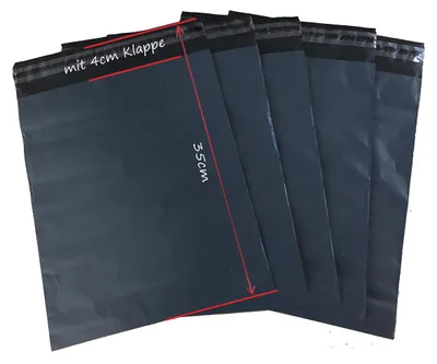 Produktbild von 100 Stück Schwarze Folienversandtaschen - 25 x 35 cm, Extra Dick