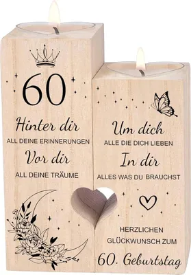 Produktbild von Herz Kerzenständer Holz 60. Geburtstag Geschenk Frau Mama Sister