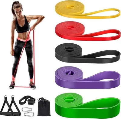 Produktbild von Famanu Widerstandsbänder Set mit 5 Stück - für Krafttraining, Yoga, Pilates, Crossfit