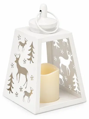 Immagine prodotto di Lanterna natalizia a LED in metallo bianco