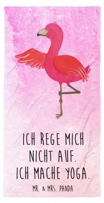 Produktbild von Mr. & Mrs. Panda Handtuch Flamingo Yoga - Aquarell Pink - Geschenk, Badehandtuch, Reisehandtuch, Entspannung, Yogi, Achtsamkeit, Strandlaken, Strandtuch, Baum, Rosa