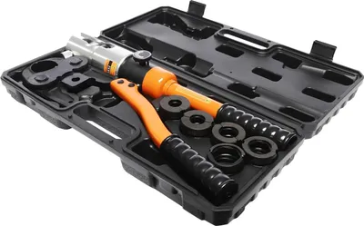 Produktbild von Presszange - Rohrpresszange für Kupferrohre - Presskraft 10 t/100 kN - M-Profil M12 M15 M18 M22 M28 - Aluminium, Cr40 & 42CrMo Stahl - Orange