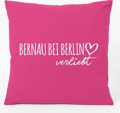 Produktbild von Huuraa Kissen Bernau bei Berlin verliebt 40x40cm mit Füllung Fuchsia Baumwolle Dekokissen Geschenkidee