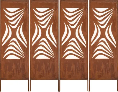 Obrázok produktu pre Kovová zástena na ochranu súkromia 4x - 160 x 50 cm - nerezová oceľ - zástena na ochranu súkromia do záhrady - prvok zásteny na ochranu súkromia - zástena na ochranu súkromia - záhradná dekorácia - hrdzavý plot
