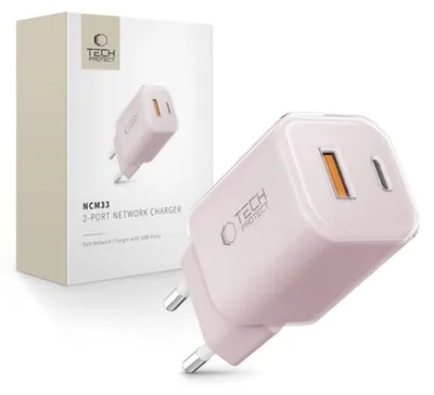Productafbeelding van Tech-Protect Ncm33W netoplader met 2 poorten, PD33W/QC3.0 - Roze