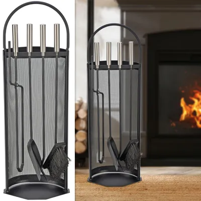 Immagine prodotto di HI Set di attrezzi per caminetto da 5 pezzi nero 23x14,8x66 cm