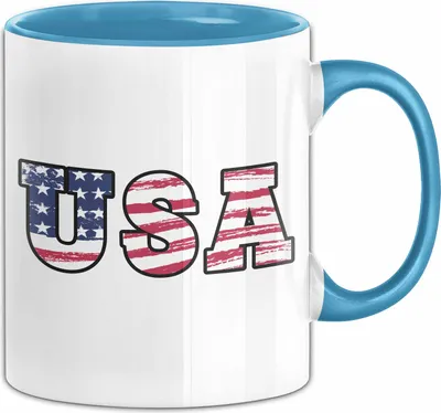 Produktbild von USA Flagge Tasse Geschenk Amerika Reisen Kaffee-Becher (Blau)