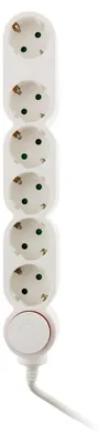 Image de Multiprise Zenitech 6x16A avec interrupteur, câble de 1,5 m, blanc